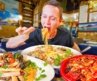 Italian Street Food in Naples!! SEAFOOD SPAGHETTI + Pizza in Naples, Italy!!